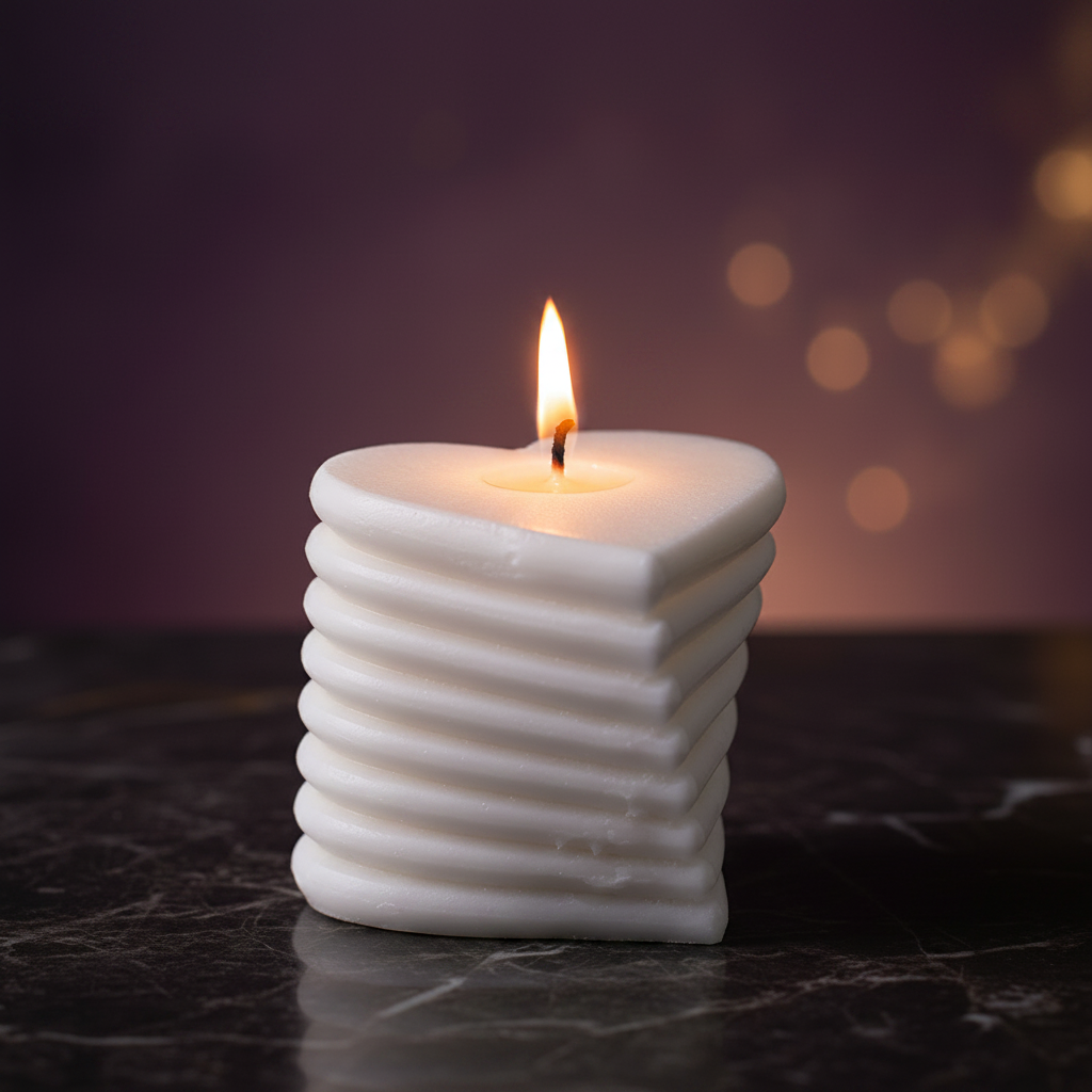 Heart Ribbed Candle 1:1
