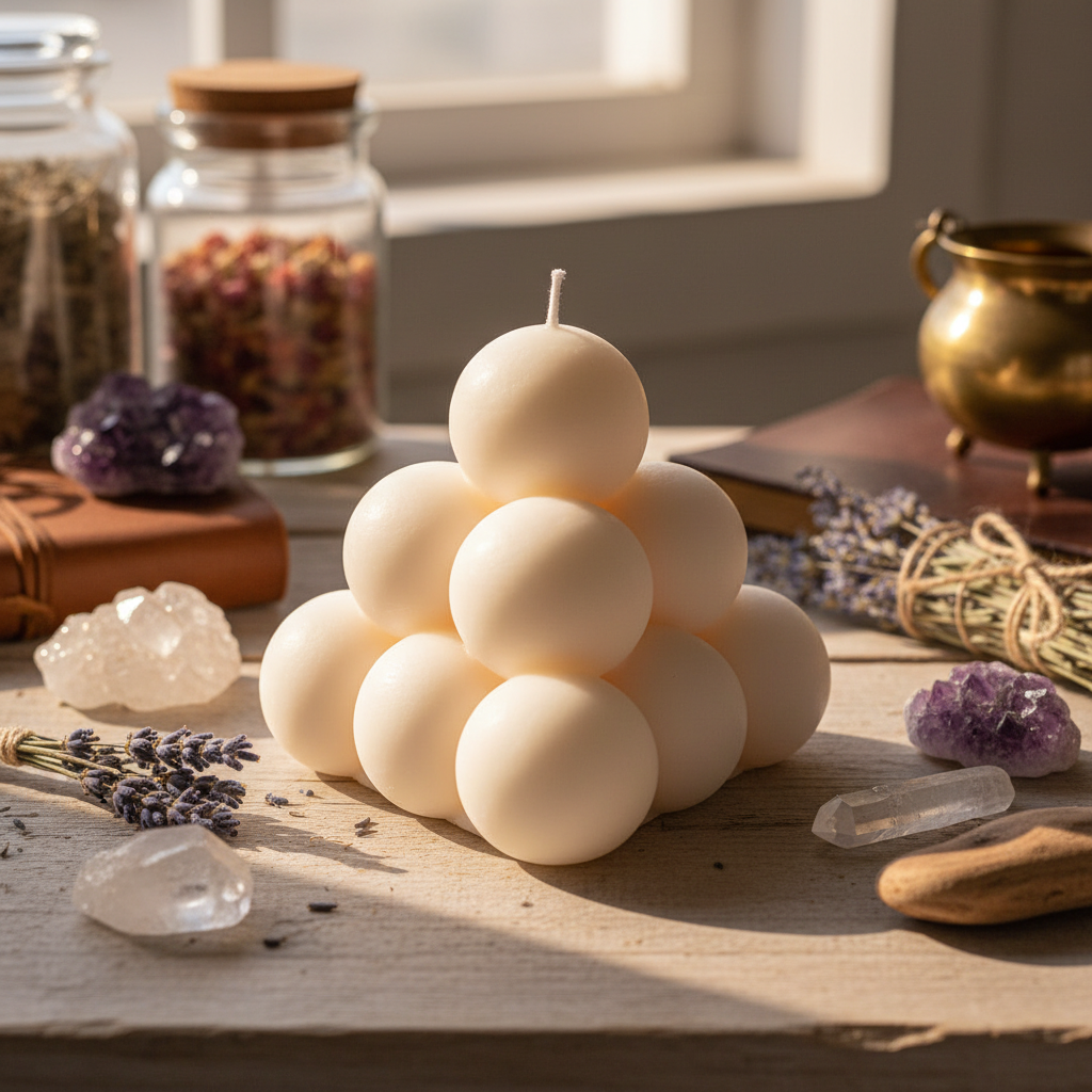 Pyramid Bobble Candle in white