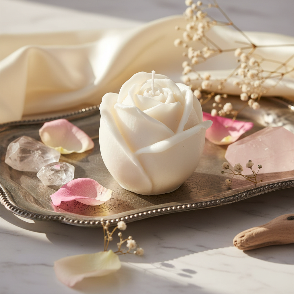 Rose Candle in romantic setting