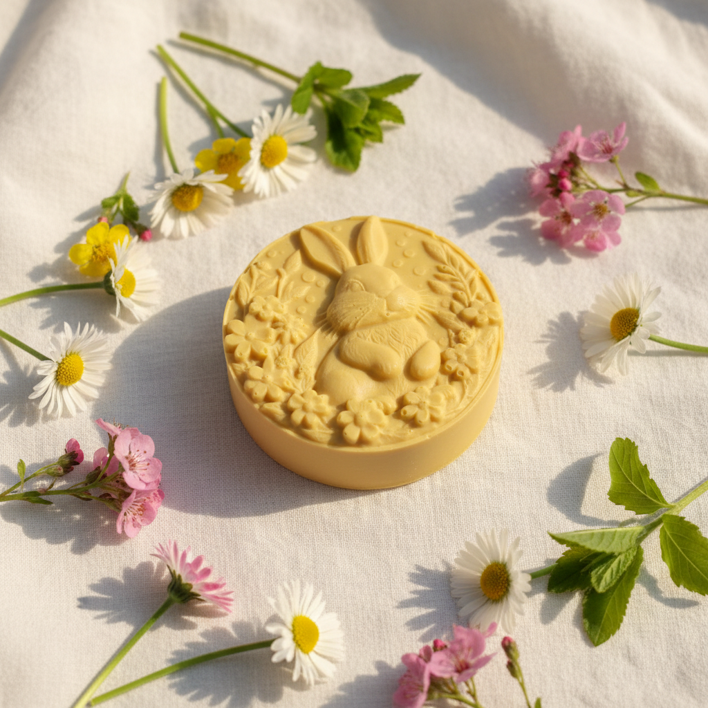 Round Easter Bunny Soap Staged