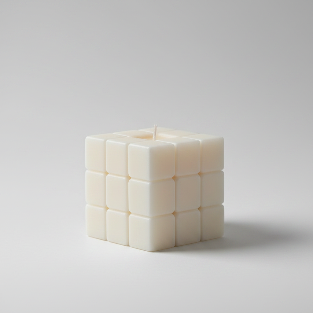 Rubik's Cube Candle – grey background