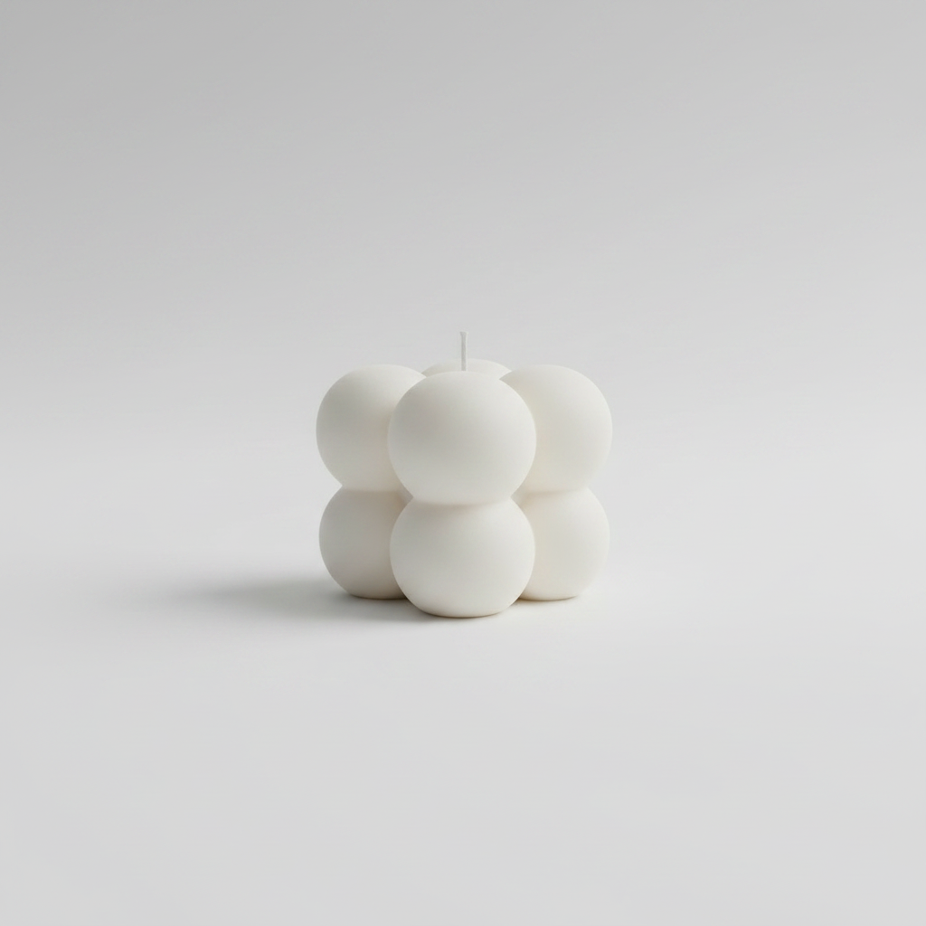 Small Square Bubble Candle – grey background