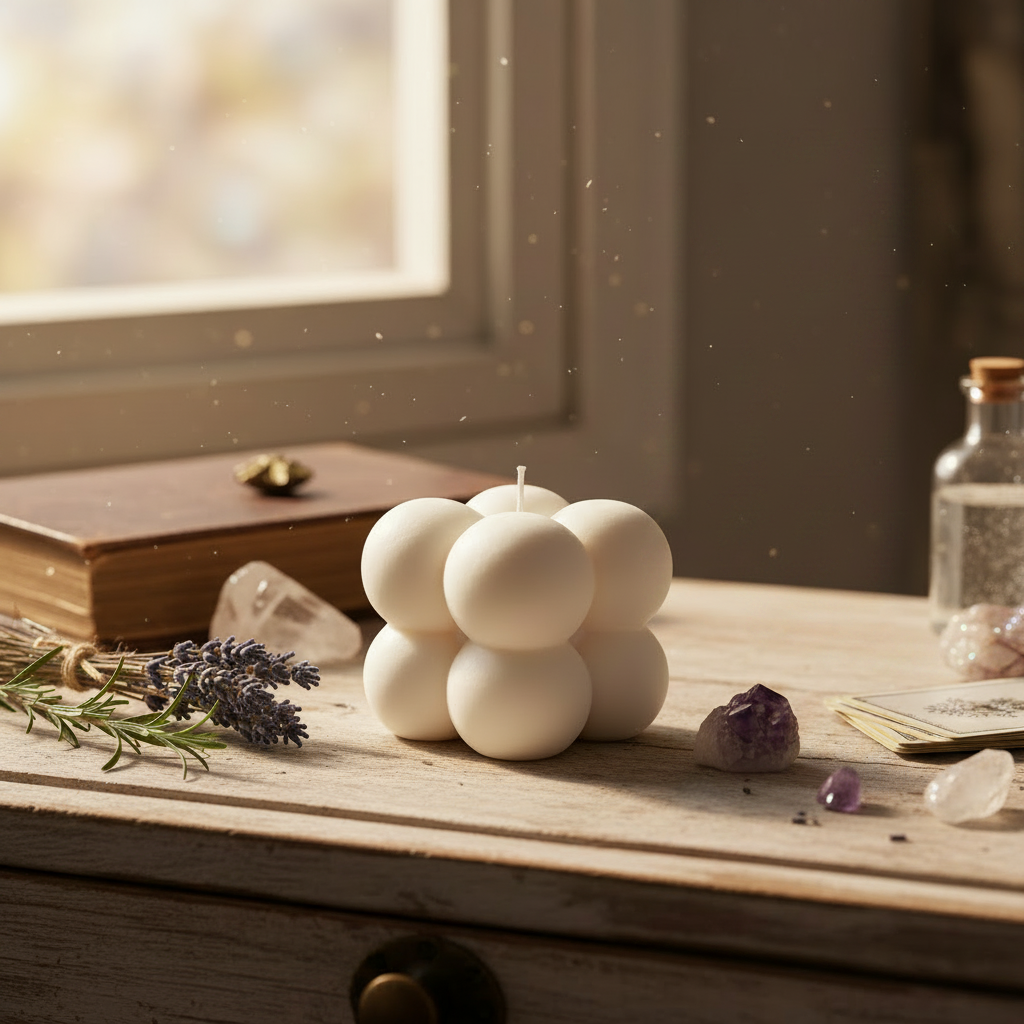 Small Square Bubble Candle Hero