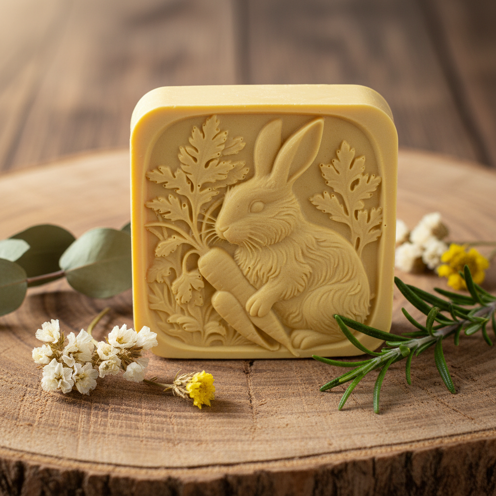 Square Easter Bunny Soap Staged