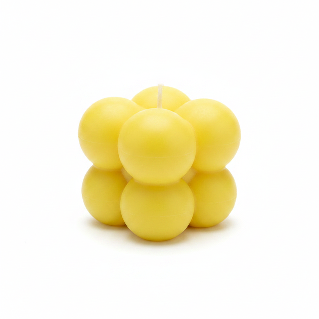 Yellow Bobble Candle on White Background