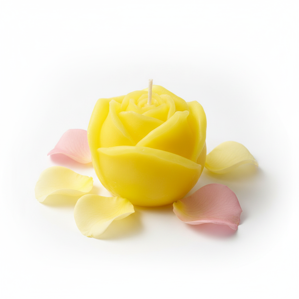 Yellow Rose Candle Staged Product Photo